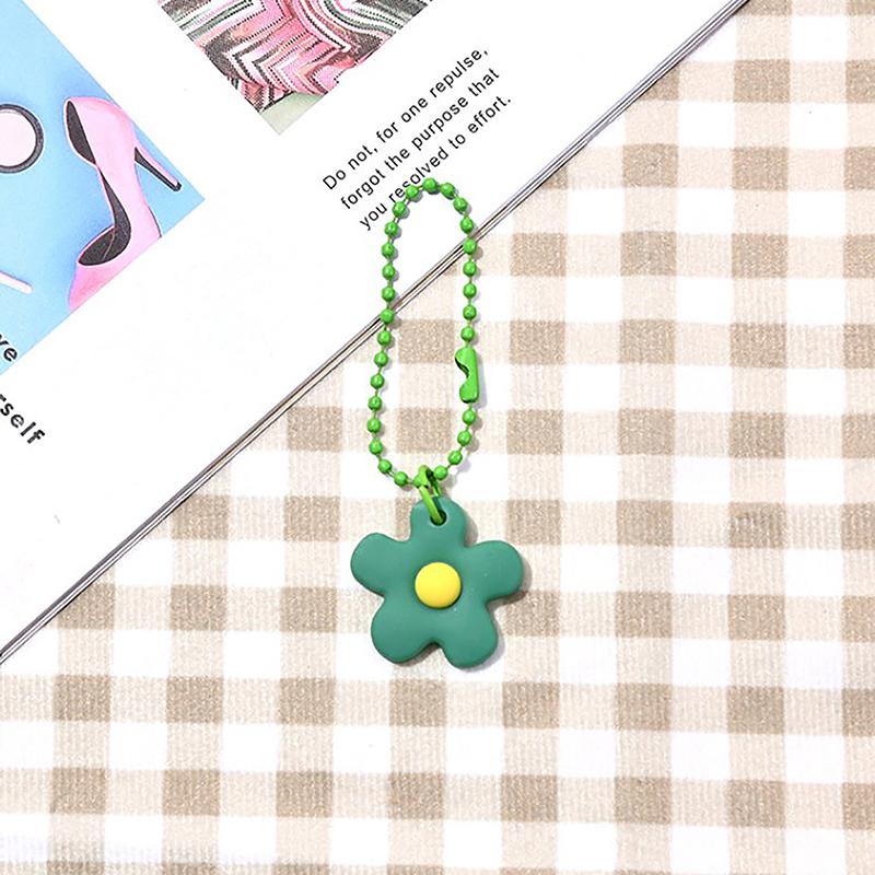 Брелок для ключей с маленькими цветными цветами, кулон для ключей в розовом цвете, подвеска для сумки для женщин, цепочка в корейском стиле, мультяшные брелки