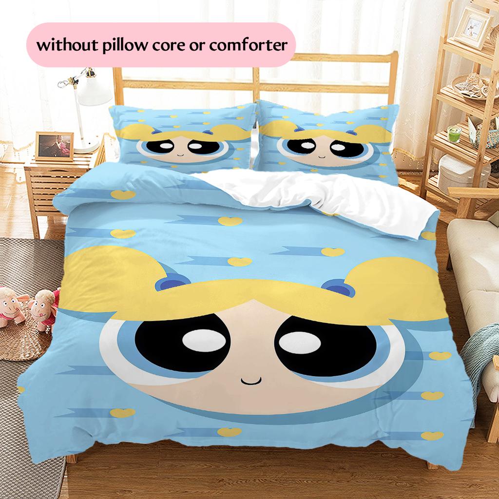 Powerpuff Girls Bubbles Sweet Duvet Cover & Pillowcases, Powerpuff Girls Fan Bedding, Great Gift.chl