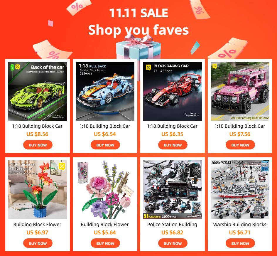 ToylinX 1/18 452pcs High-Tech Racing Sports Car Creation Expert Building Block Racing Model Kids Toys for Boys Birthday Gifts