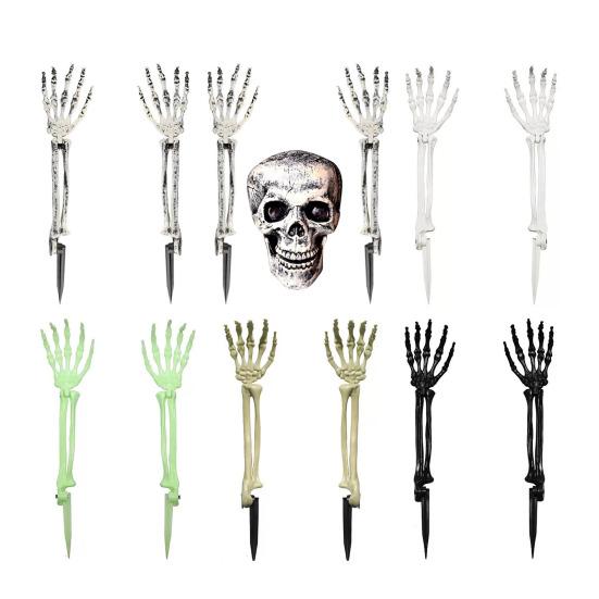 Хэллоуин Скелет Декорация Колышек Реалистичная Рука Скелета Рука с Колышком для Газона Наружный Череп Кость Дворовый Знак для Сада Газона Кладбищенский Декор