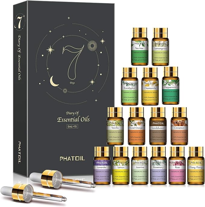 PHATOIL 15 шт. Подарочный набор эфирных масел для ароматерапевтического диффузора, роста волос, ухода за кожей, массажа, йоги, изготовления мыльных свечей для домашнего офиса