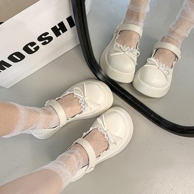 Черные винтажные универсальные высокие туфли в стиле Лолита, женские туфли Мэри Джейн на лето 2025 года с одним милым бантом