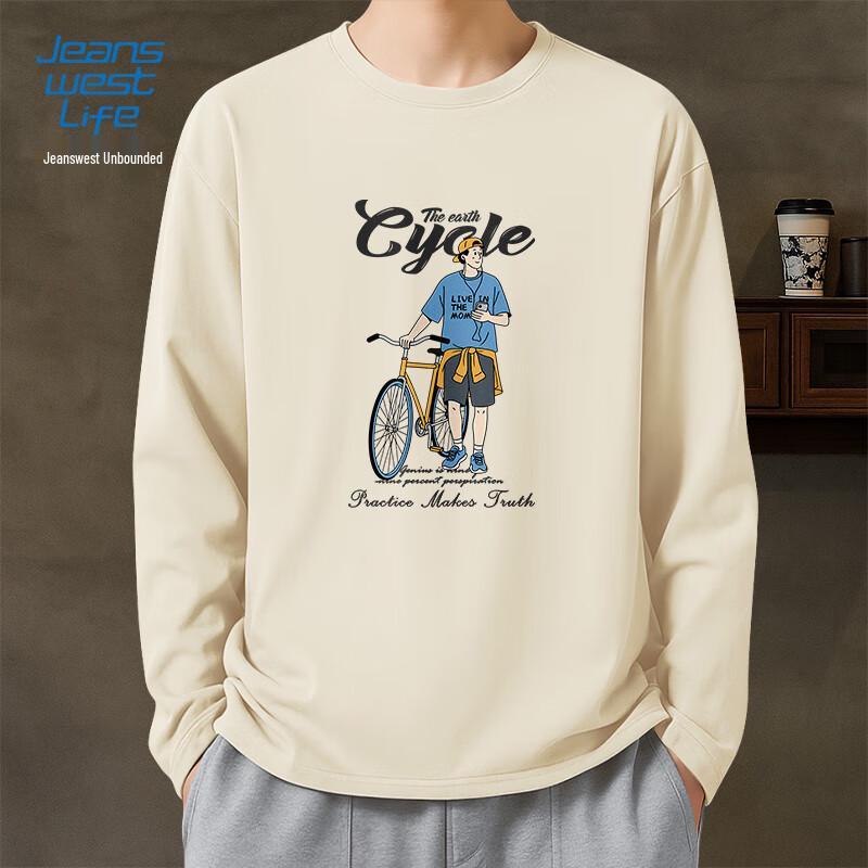 JEANSWEST LIFE Мужская футболка с длинным рукавом Earth Cycle, тяжелый хлопок