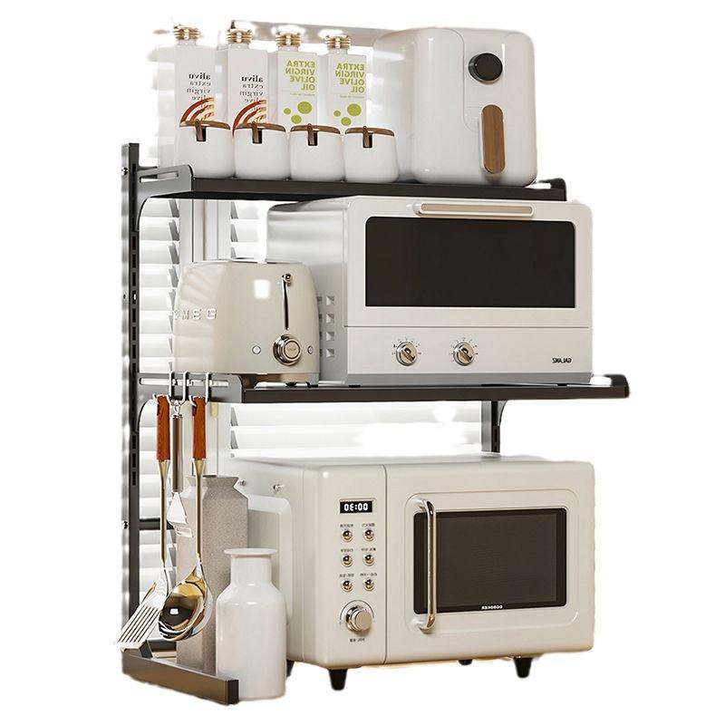 Кухонная выдвижная стойка для хранения микроволновой печи, бытовой органайзер для кухонной столешницы, шкафы для хранения кухонной утвари, регулируемая полка для специй