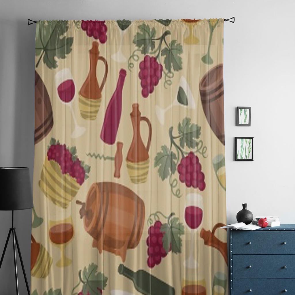 Бесшовный узор для винных заводов и ресторанов, шифоновые прозрачные шторы, декор для гостиной, спальни, оконная вуаль, тюлевая занавеска