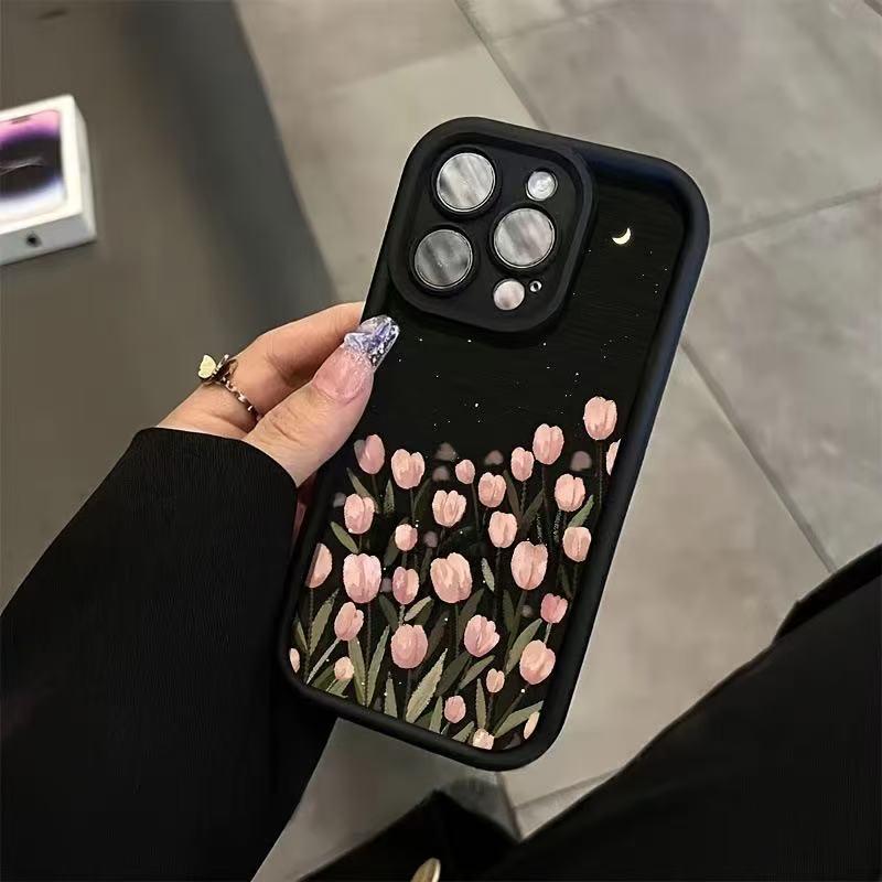 Розовый тюльпан Ночное небо Чехол для телефона для iPhone 17/16 Pro Max/15/14/13