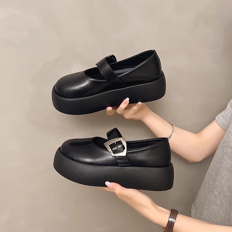 Туфли-лодочки 2025 лето новые ретро маленькие кожаные туфли женские универсальные на утолщенной подошве с неглубоким вырезом Мэри Джейн