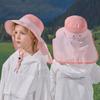 UV Protection Kids Beach Cap Solid color Sunscreen Bucket Hat Children Shawl Sun Hat  Boy