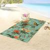 Turquoise Green Golden Bird Floral Oversized Towel, Soft Microfiber for Travel Pool Spa