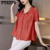 Blusas Блузки Femme Топы Женская блузка с отложным воротником Женская летняя белая блузка с коротким рукавом Шифоновая блузка Рубашка