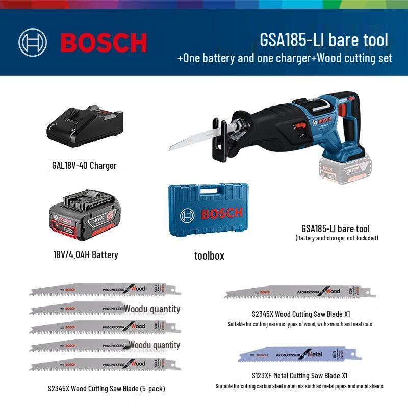 Bosch 18V Cordless Brushless Reciprocating Saw GSA185LI CN plug (adapter included)