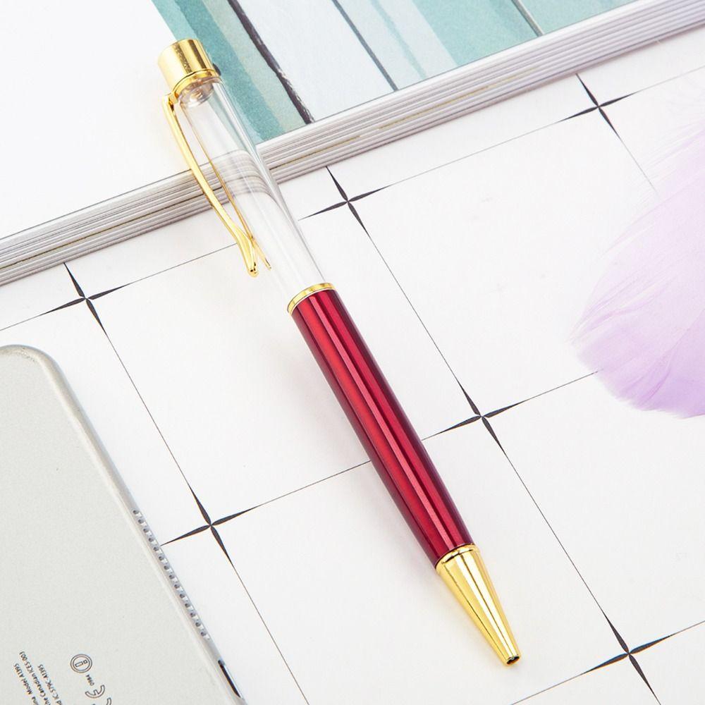 DIY Neutral Gel Pens Metal Signature Pen Gold Powder Empty Tube Ball Point Pen  Stationery