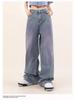 2024 Women's High-Waist Wide-Leg Jeans: Black/Gray, Slim-Fit, Floor-Length