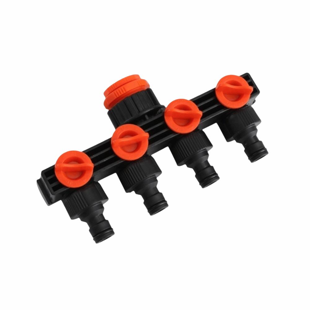 Black and Red Pipe Splitter,garden Hose Splitter 4 Way Water Connector Garden Irrigation