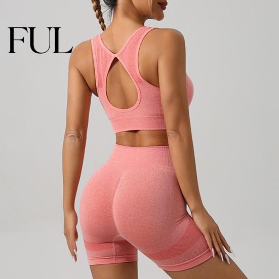 Breathable Yoga Bra Shorts 2Pcs/Set Women Fitness Outfit U-Neck Sleeveless Sport High Clothing Waist Leggings Set Seamless Elastic Slim Design