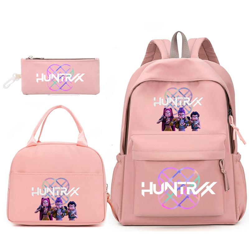 Kpop Korean Version Peripheral Printing Backpack Lunch Bag Casual Pencil Bag Primary And Secondary School Student Schoolbag Set