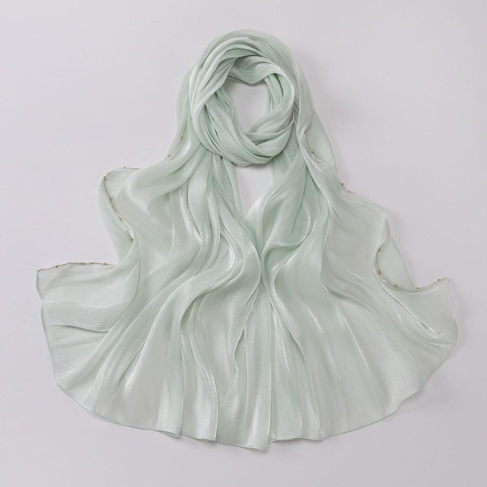 Unilateral golden chain Sunscreen shawl Shining Ramadan Long Scarf Chiffon Hijab Veil Outdoor