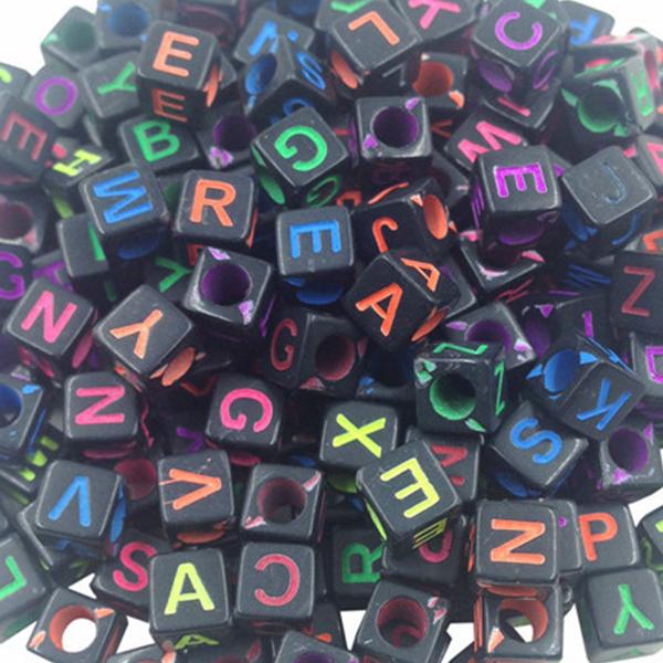 Mixed Letter Acrylic Beads Round Flat Alphabet Digital Cube Loose Spacer Beads For Jewelry Making Handmade Diy Bracelet Necklace