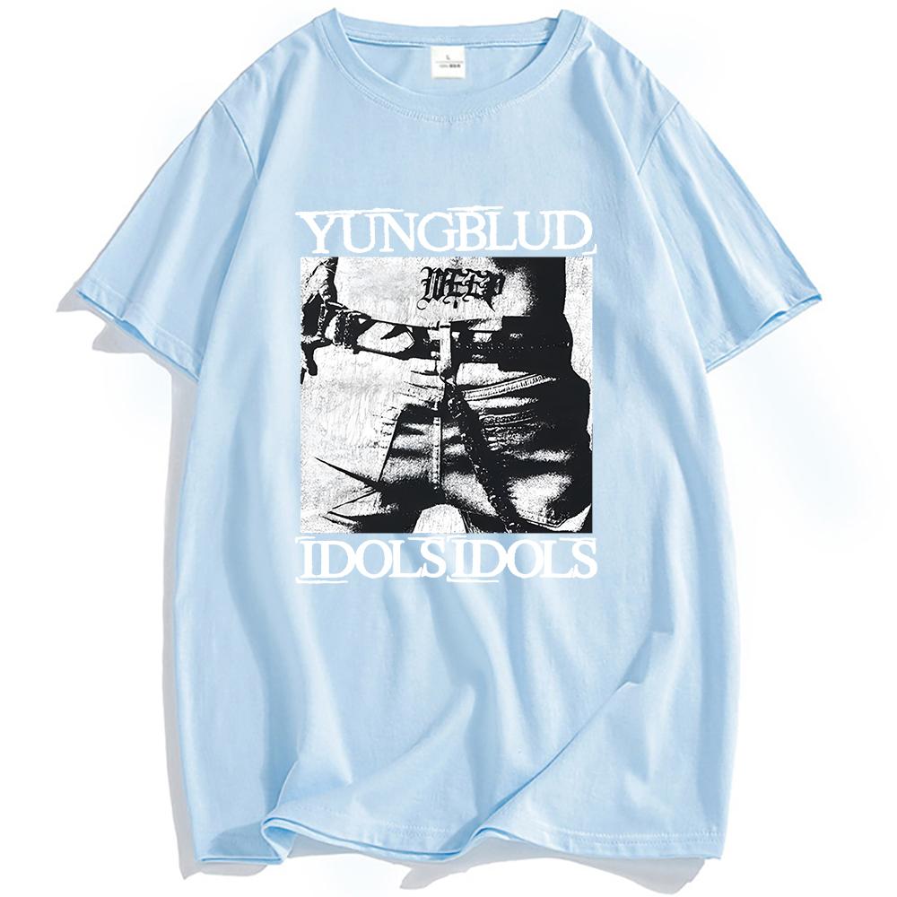Футболка с татуировками идолов YUNGBLUD, с принтом певца, хлопковая, с коротким рукавом, летняя, унисекс, уличная одежда, хип-хоп, мужские футболки, топ