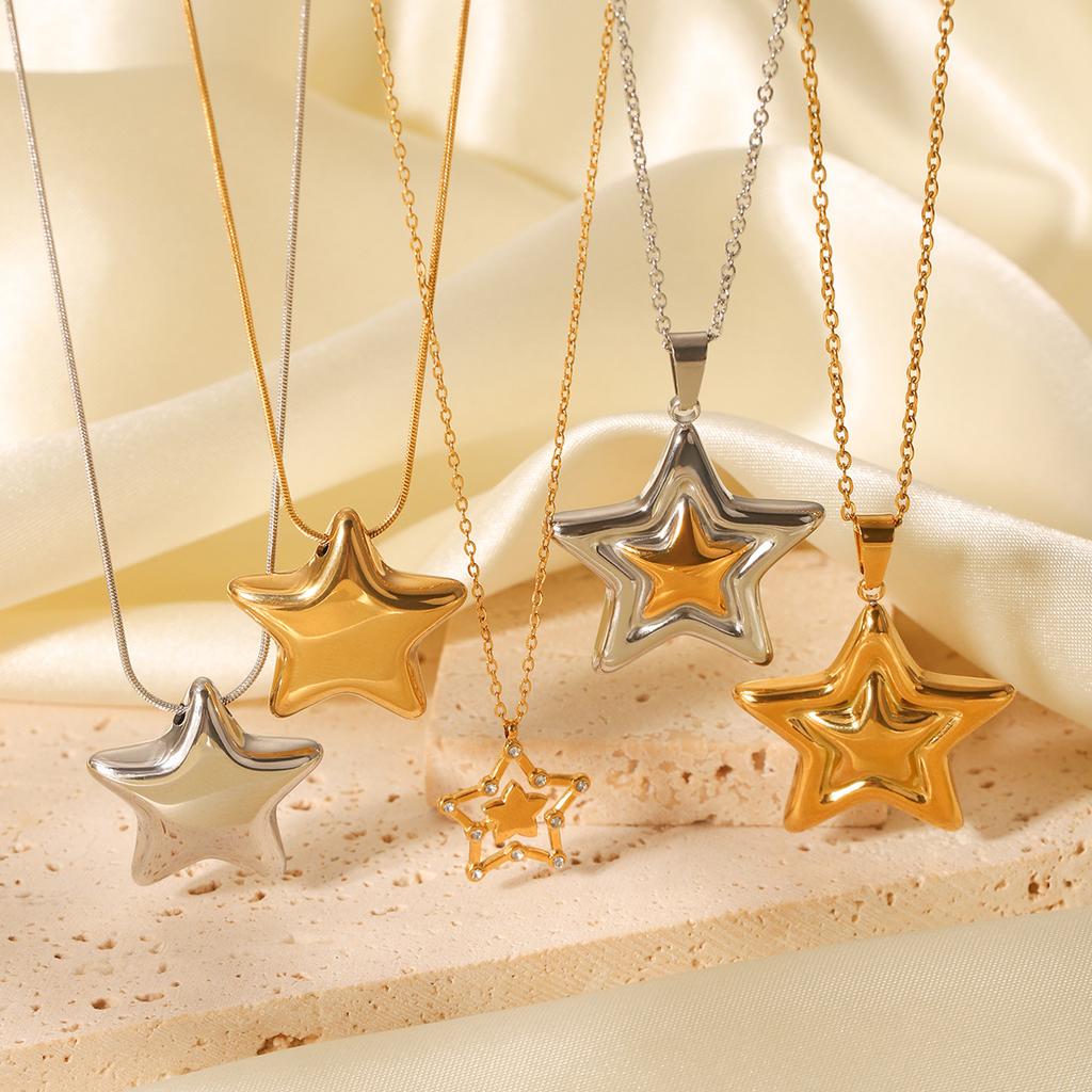 Hot-selling five-pointed star pendant stainless steel necklace, premium star clavicle chain, titanium steel star neck chain