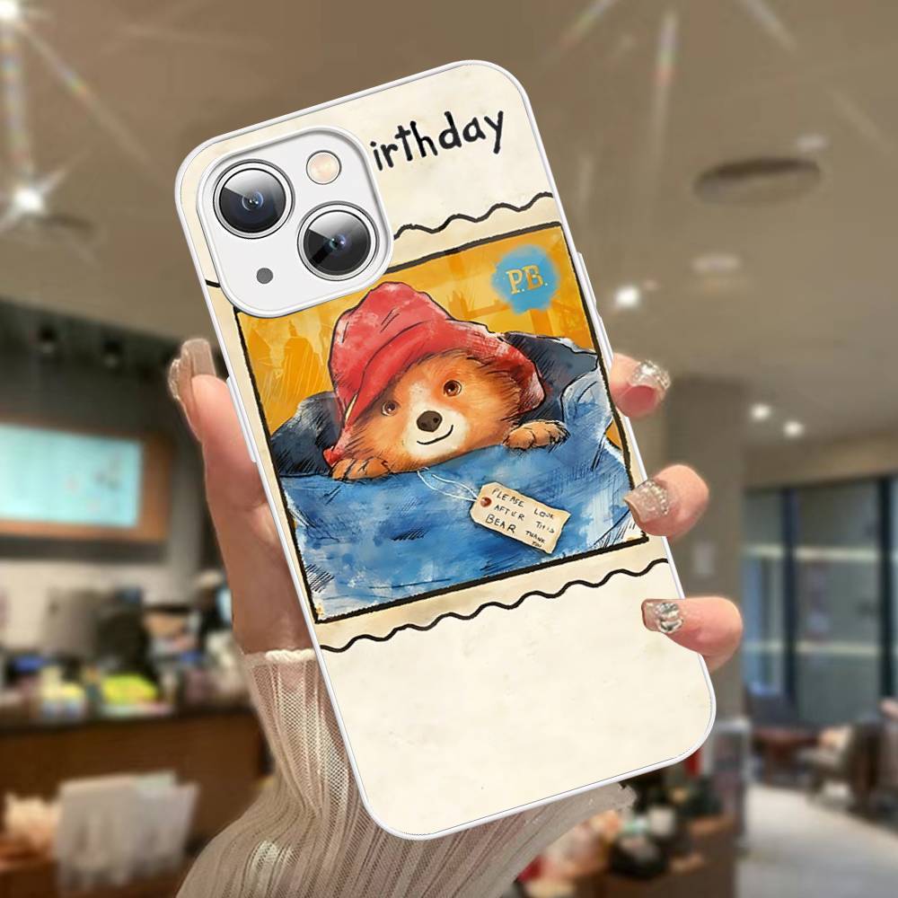 Cute P-Paddingtons Bear For IPhone 14 13 12 Mini 11 Pro XS Max X XR 14 Plus Tempered Glass Cover