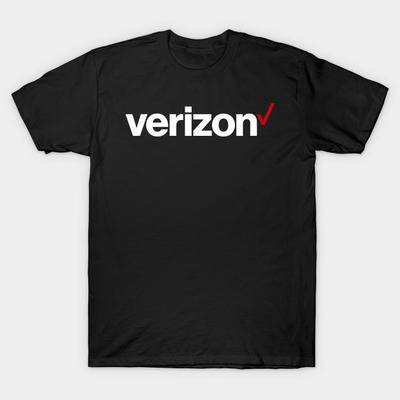 Азиатский размер Мужская черная футболка с принтом Логотип Verizons Мерч Печать теплопередачей без вырезки Хлопковая футболка