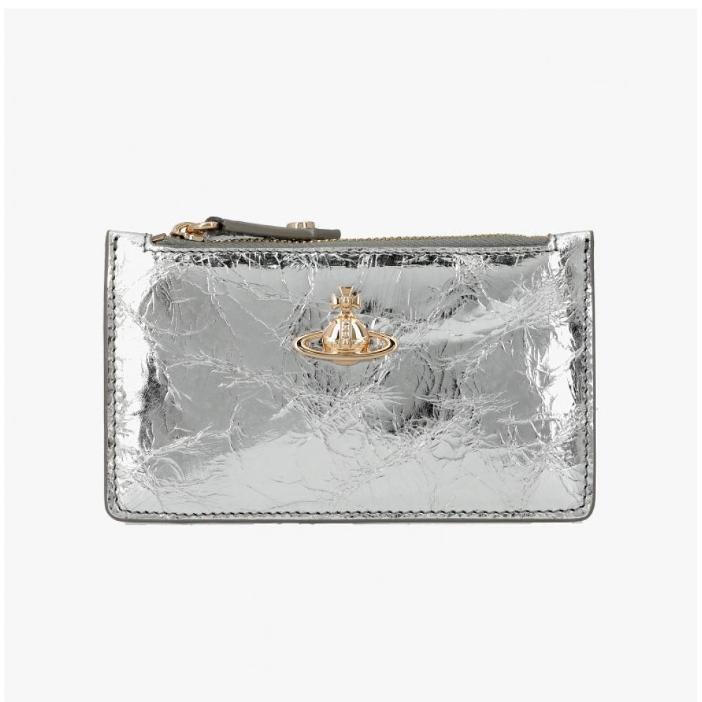 Vivienne Westwood Metallic Crinkle Slim Long Zipper Card Wallet 54020004w L00a7 Q401