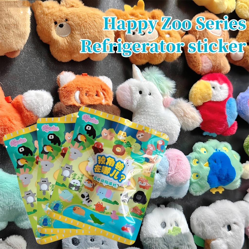 30Types Happy Zoo Animal Plush Refrigerator Sticker Blind Box Cute Magnetic Sticker Kawaii Plushies Toy