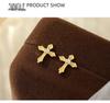 S925 Korean Silver Zircon Cross Earrings - Single Diamond, Personal and Simple Design
