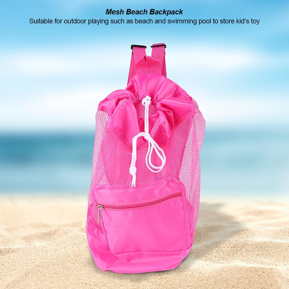 Washable Material Beach Storage Bag Large Mesh Shell Toy Bag Outdoor Beach