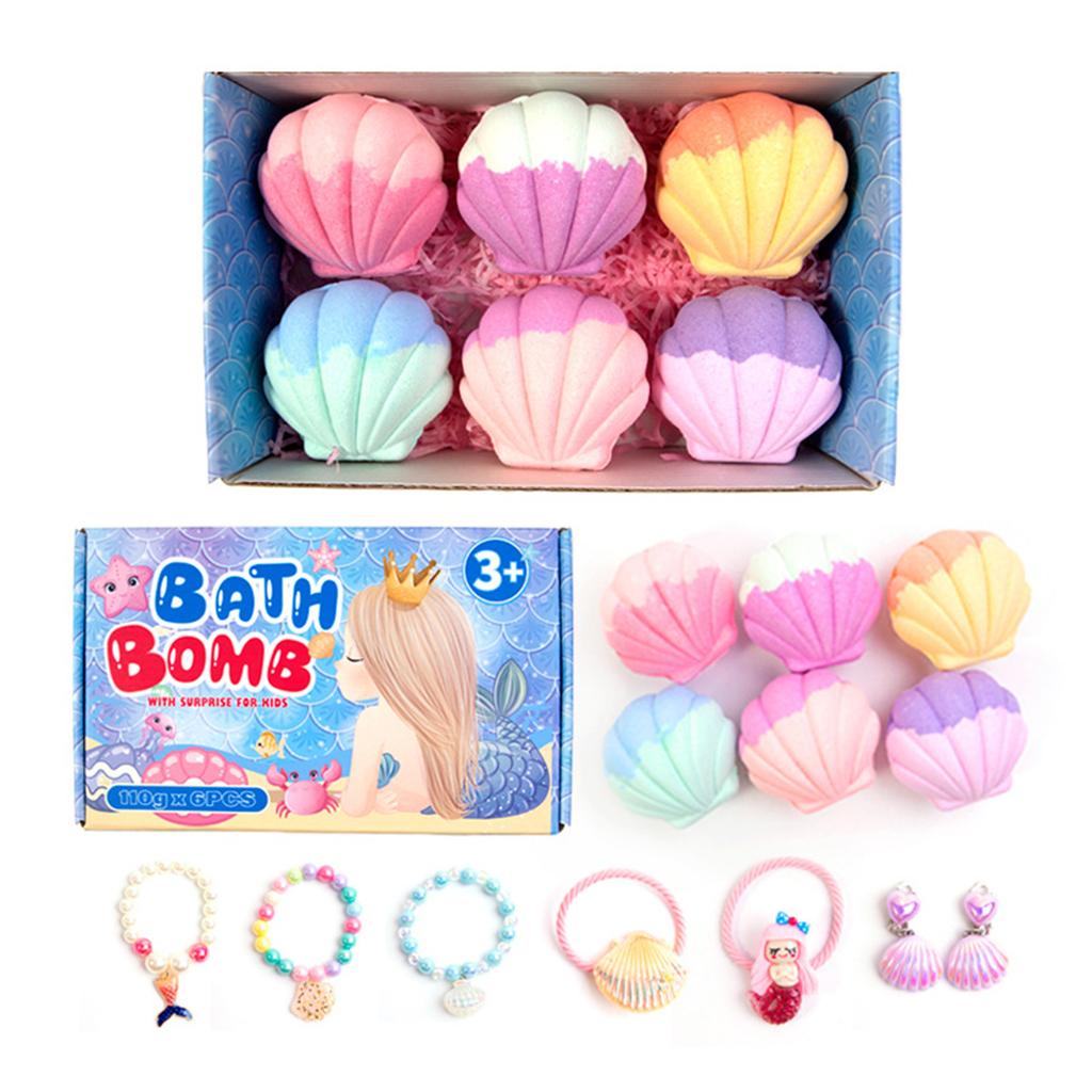Shell Bath Balls Set Spa Essential Oil Bath Balls Bubble Pop Salt Bath Salt Balls 110g*6pcs