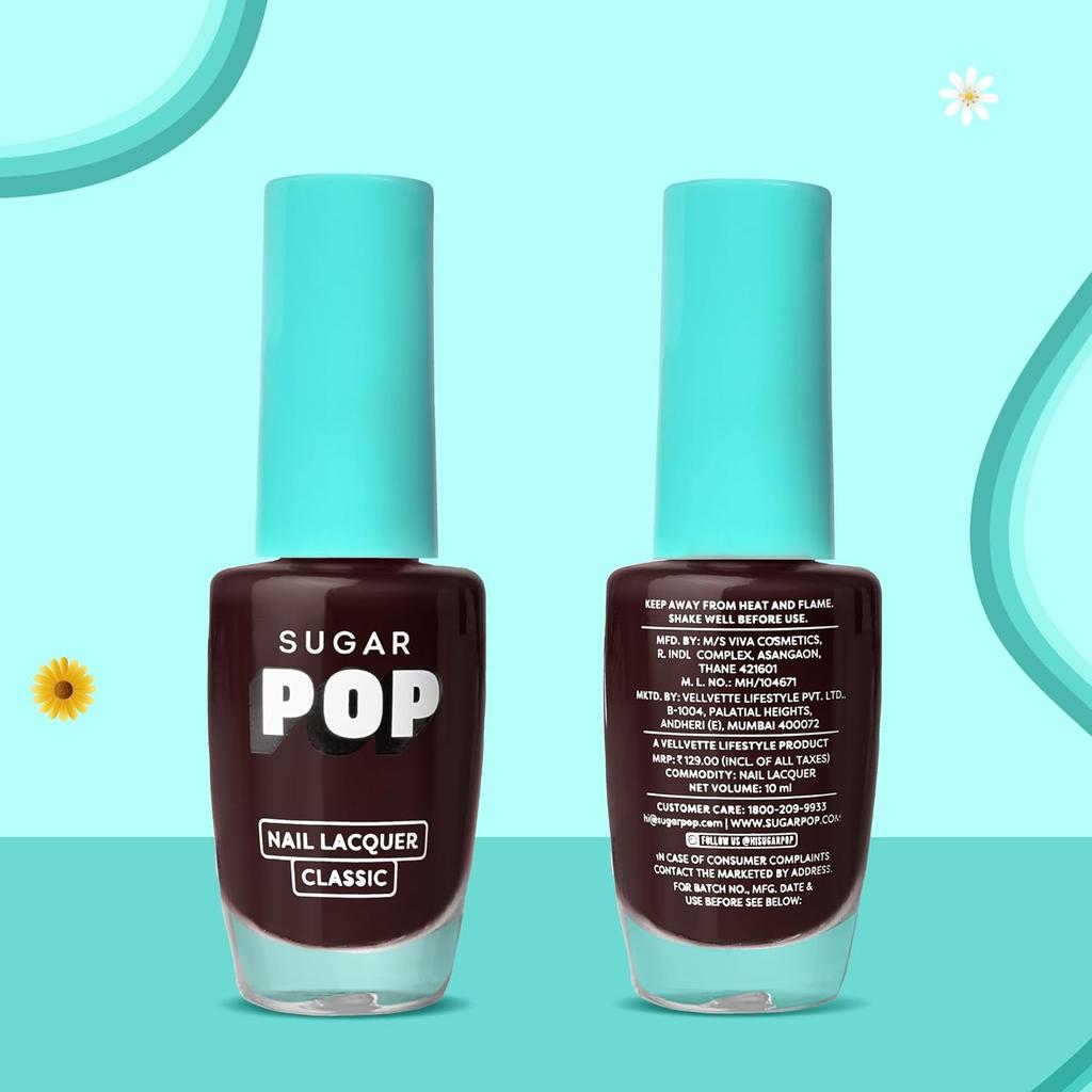 SUGAR POP Лак для ногтей Красный Бордовый Глянцевый Финиш Лак для ногтей Стойкий Быстросохнущий Устойчивый к сколам Маникюр для женщин 10 мл