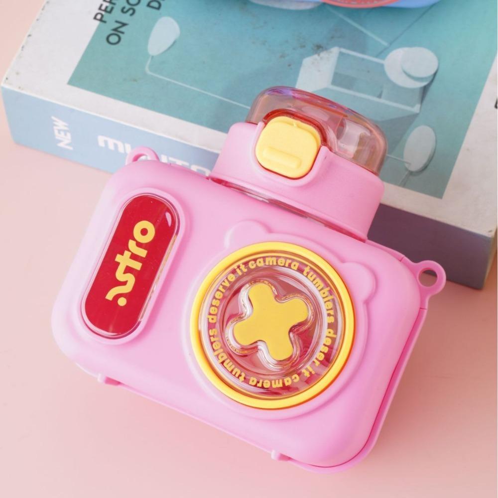 Leak-Proof Straw Water Cup Sealed Design Water Bottle Creative Cartoon Camera Cup Picnic