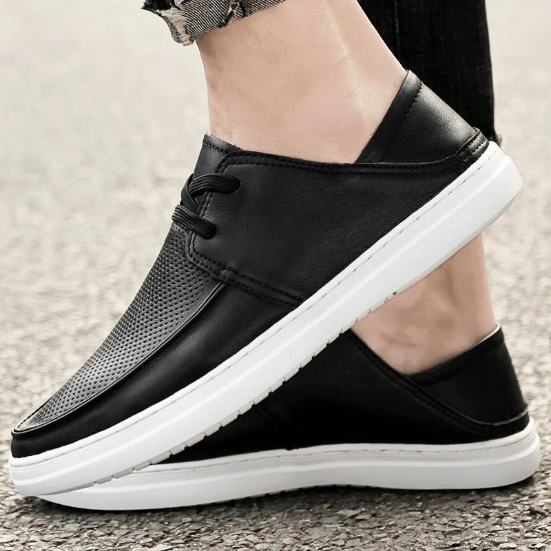 Genuine Leather Men Casual shoes lace up Comfortable Lightweigh Footwear Breathable Slip on Male Leather Shoes Zapatos Hombre