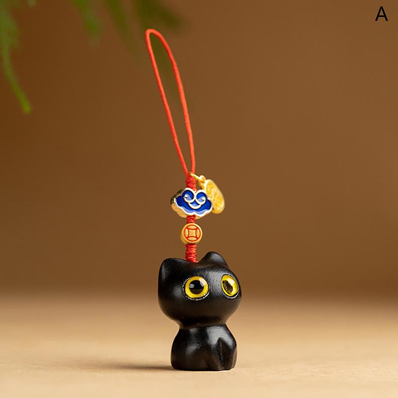 Милый аниме-кошачий брелок для женщин и мужчин, цепочка для мобильного телефона, сумка, деревянная подвеска, индивидуальные креативные ювелирные аксессуары
