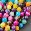 Natural Colored Rainbow Mix Striped Banded Agate Beads, Gemstone Beads, Loose Round Beads, 14-15 Inch Strand, 6mm 8mm 10mm Size Stone Beads.