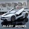 New 1:24 BMW I8 Super Sports Car Alloy Car Model Die-cast Metal Toy Car with Sound and Light Boy Children's Toy Collectible Indoor Ornaments Gift