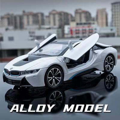 Новый 1:24 BMW I8 супер спортивный автомобиль модель литой металлической игрушечной машины со звуком и светом детская игрушка для мальчиков коллекционные украшения для дома подарок