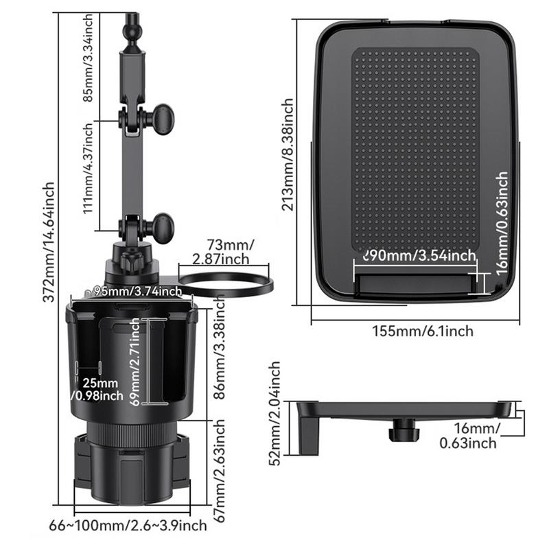 Car Cup Holder With Tray Expandable Food Tray Table Drink Holder 360 Rotation Car Gadgets Multifunctional For Drive Road Trip