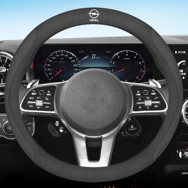 AAAYQ1 O Shape Premium Car Suede Leather Steering Wheel Cover Anti Slip Sweat Absorbing For Opel Zafira b Corsa d Insignia Mokka Regal