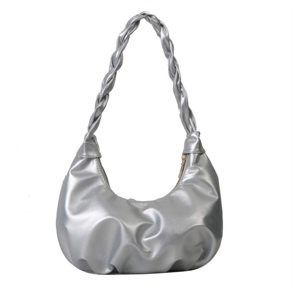 Underarm PU Pleated Shoulder Bag Square Fashion Handbag Sweet Dumplings Shoulder Bag Gift