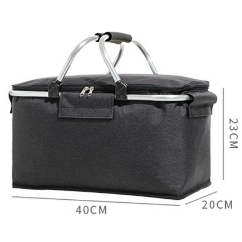 Insulated Picnic Basket 30L Foldable Insulated Grocery Picnic Set and Travel Shopping Bag,Strong Aluminum Frame Waterproof Bag