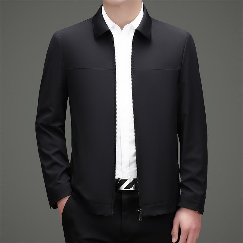Men's 2026 Spring/Autumn Non-Iron Business Casual Lapel Jacket for Middle-Aged Dads