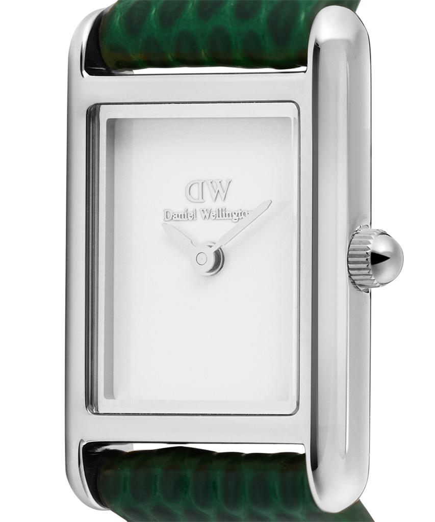 Danielwellingteon Bound Mini Green Lizard Silver Embossed Pattern Daily Watch