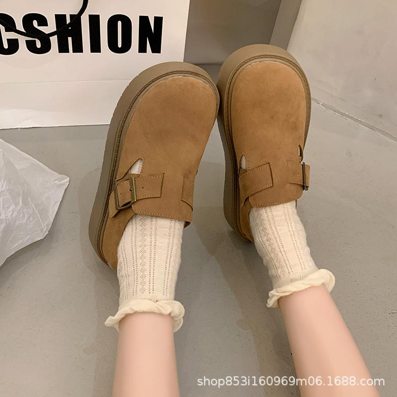 Ретро платформа ленивые Полкен одинарные туфли женские 2025 весна и осень корейская версия новых туфель на одной педали уродливо милые с большой головой одинарные туфли женские