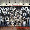Фон для 18-летия, Серебристо-черная ткань для фона, Декор для вечеринки