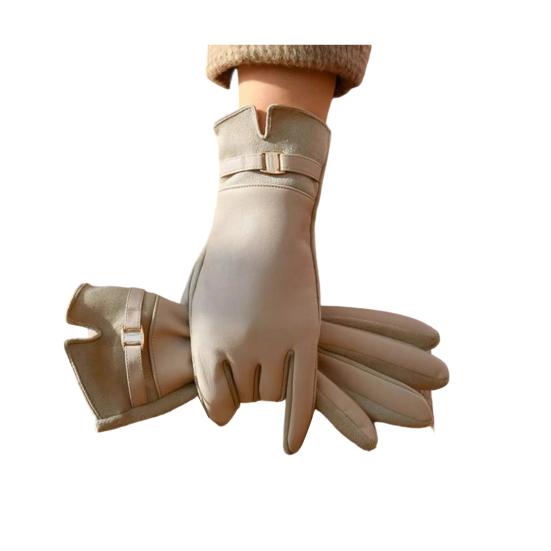 Женские зимние перчатки с сенсорным экраном, замшевые и из искусственной кожи, с плюшевой подкладкой, теплые