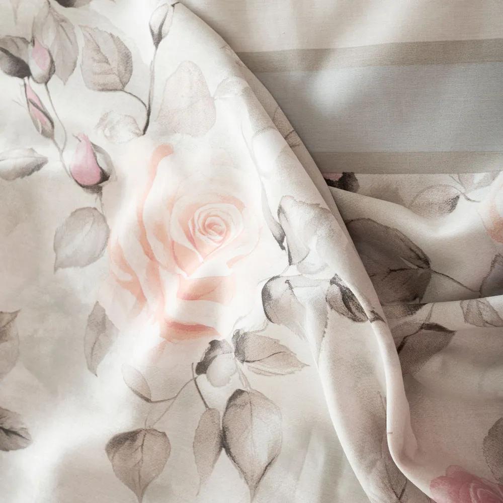ROSALINA Cotton Satin Bedding - Rose Dream, ecru, pink - 160x200cm