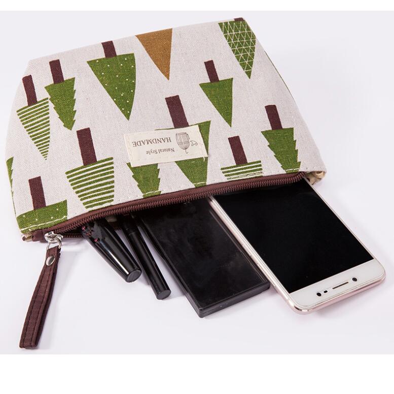 Women Cosmetic Bags Ladies Zipper Makeup Bag Canvas Phone Coin Handbag Travel Organizer Bag Pouch