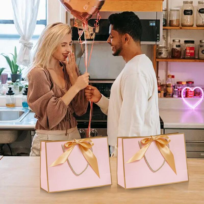 10 шт. бумажная коробка, сумка с лентами, подарочная упаковка, сумки для свадьбы, дня рождения, домашней вечеринки, элегантные подарочные пакеты, сумочка 19x15x7 см